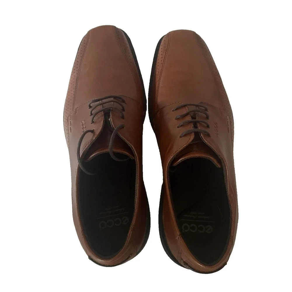 ECCO Dress Shoes Men 10.5 Brown Derby Perforated Leather EU 44